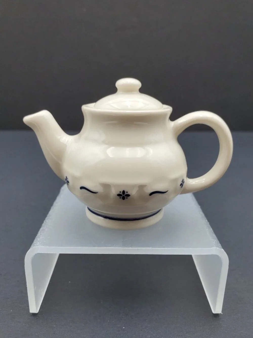 Longaberger Collectors Club Miniature Teapot Woven Traditions Classic Blue Mini